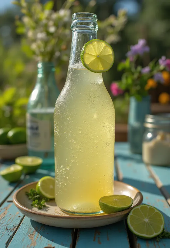 Mehiški cider z limeto v kozarcu z rezinami limete