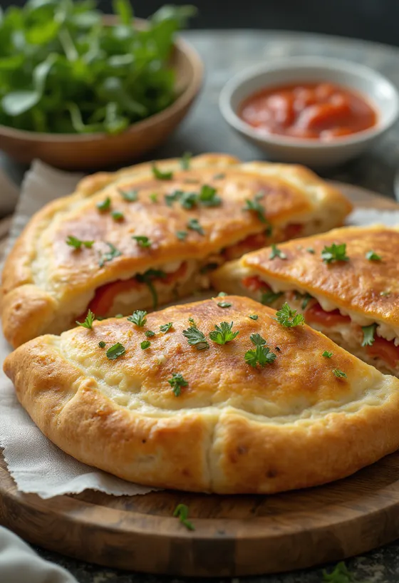 Sveže pečen zeliščni calzone