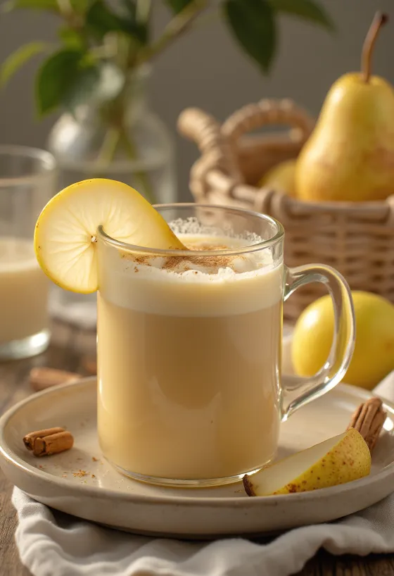 Hruškov cider s smetano v kozarcu