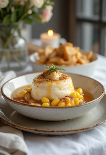 Mungunzá postrežena s karameliziranim sladkorjem in kokosovo moko