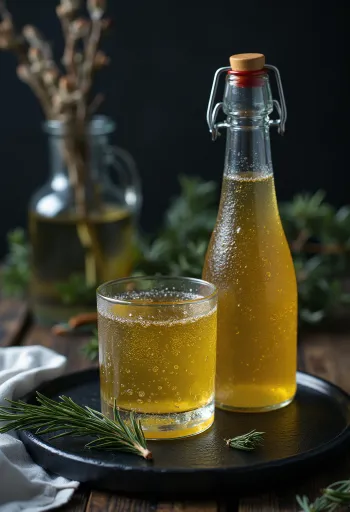 Skandinavski smrekov cider postrežen v kozarcu