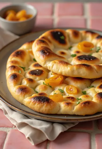 Postrežen naan s suhimi marelicami
