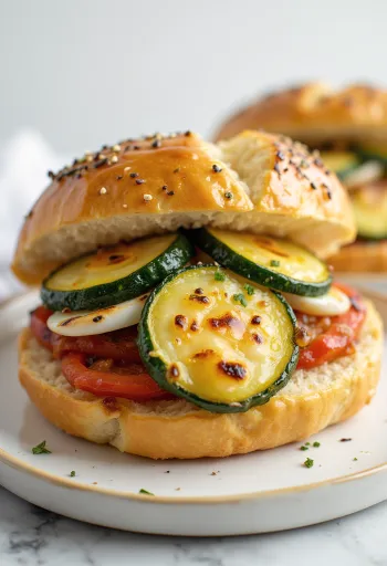 Bolo do caco s pečeno zelenjavo, postrežen s svežim peteršiljem