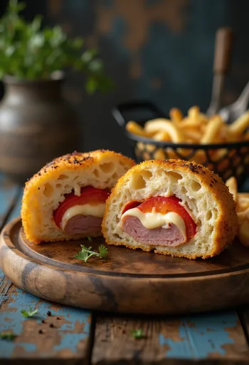 Cachopo s papriko in sirom, postrežen z bogatimi okusi in hrustljavo skorjico