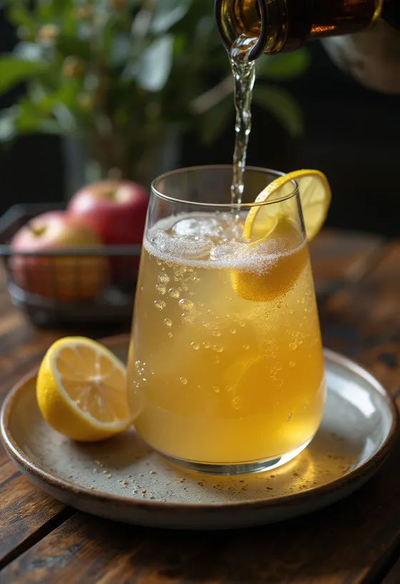 Španski cider Sidra postrežen v kozarcu