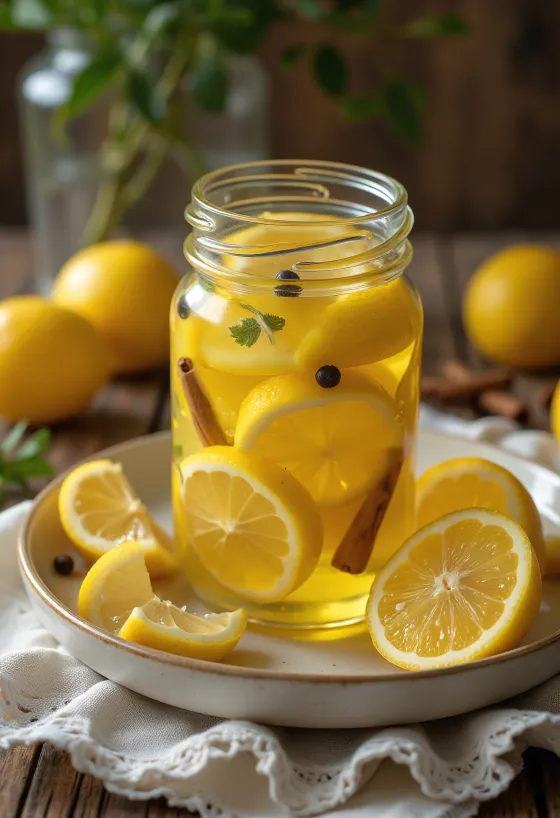 Vložene limone v steklenem kozarcu