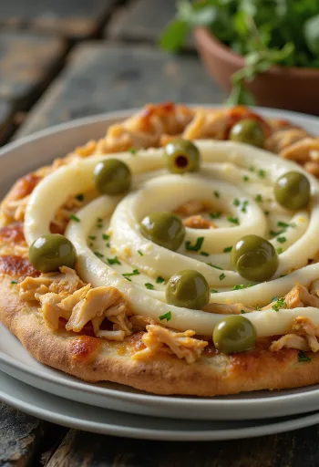 Pizza de Frango com Catupiry s piščančjimi prsmi in kremnim sirom