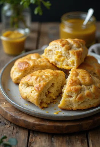 Postrežen bavarski gorčični scone