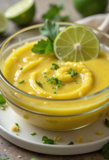 Postrežena curryjeva omaka s česnom in limeto