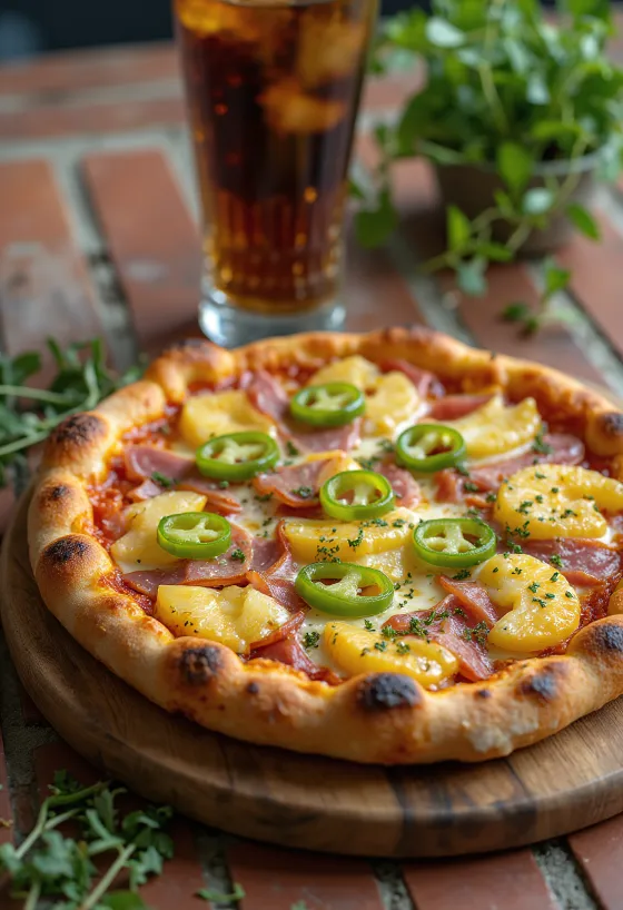 Postrežena havajska pica z jalapeño papriko