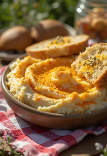 Liptaver, postrežen s svežo zelenjavo in namazan na toast