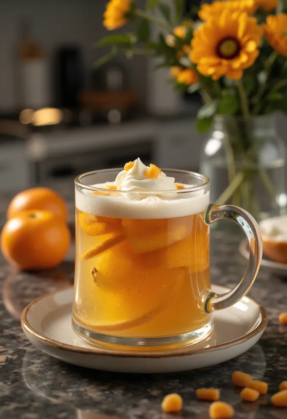 Metin citrusni cider postrežen v kozarcu